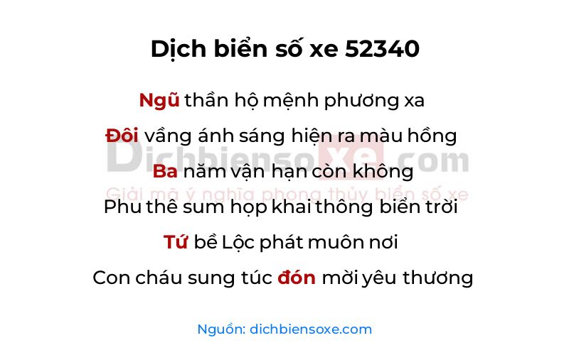 Dịch thơ biển số 52340