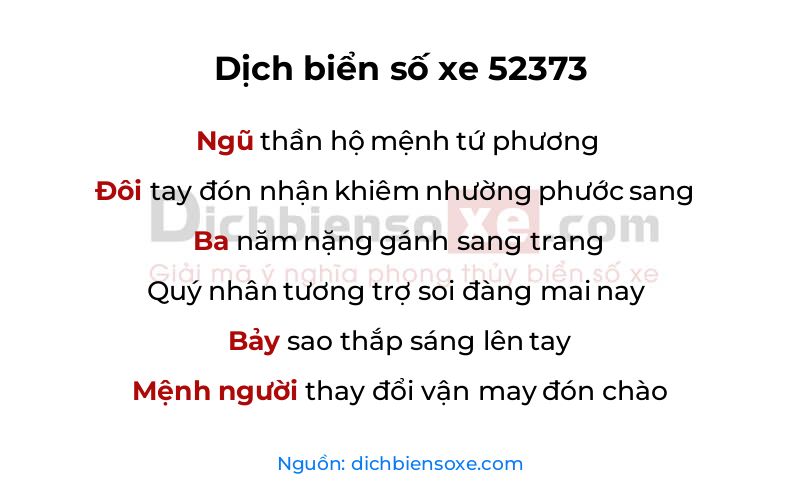 Dịch thơ biển số 52373