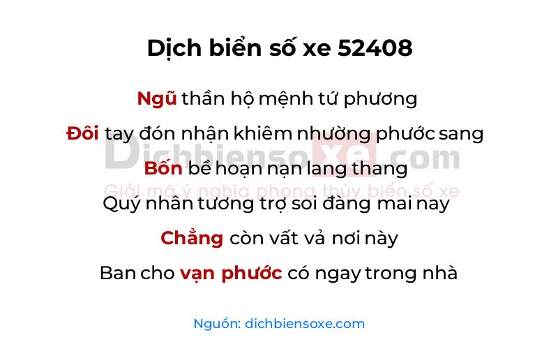 Dịch thơ biển số 52408