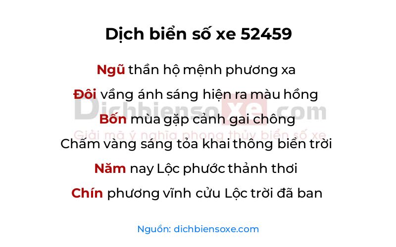 Dịch thơ biển số 52459