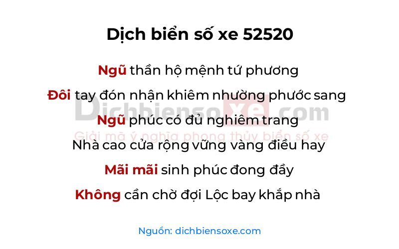 Dịch thơ biển số 52520