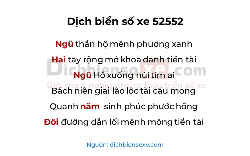 Dịch thơ biển số 52552