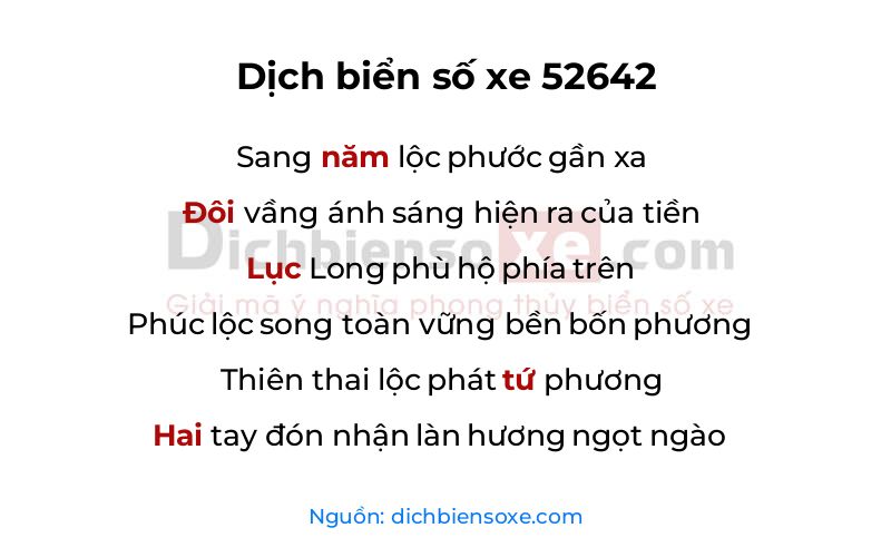Dịch thơ biển số 52642