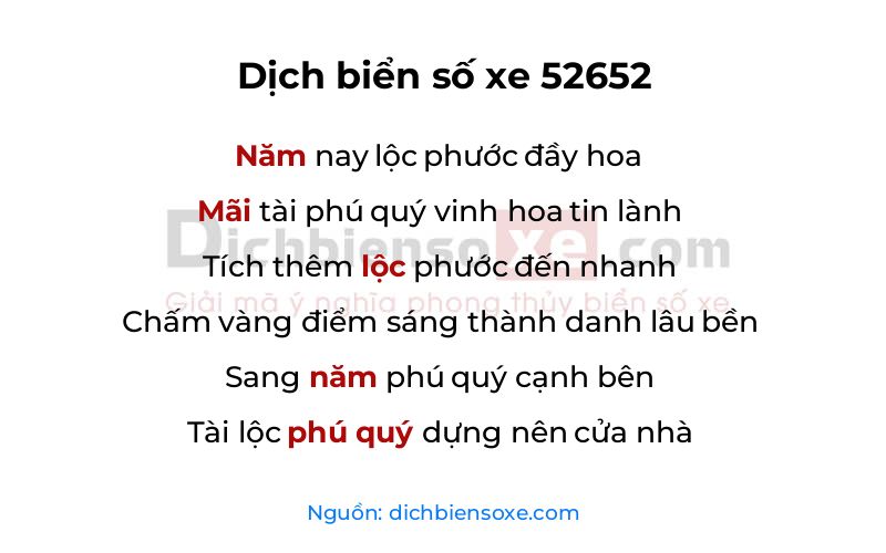 Dịch thơ biển số 52652