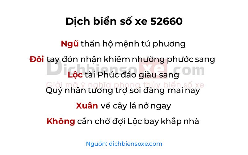 Dịch thơ biển số 52660