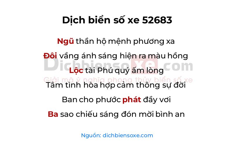 Dịch thơ biển số 52683