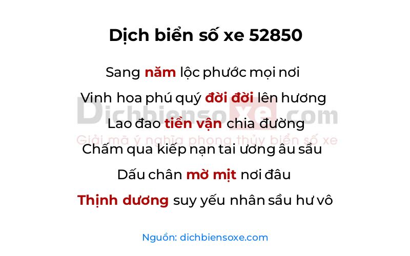 Dịch thơ biển số 52850