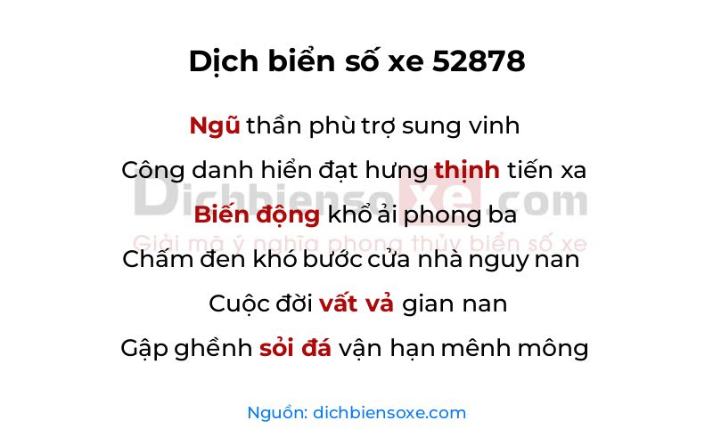 Dịch thơ biển số 52878