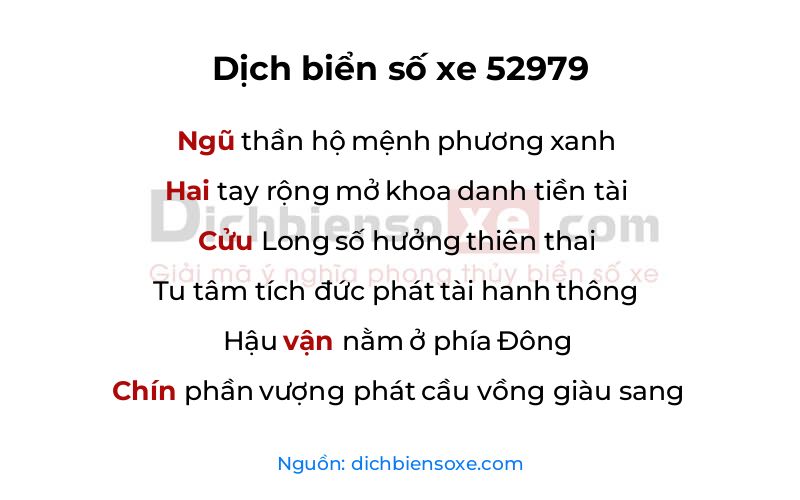 Dịch thơ biển số 52979