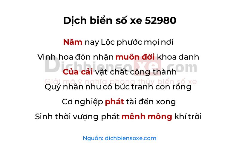 Dịch thơ biển số 52980