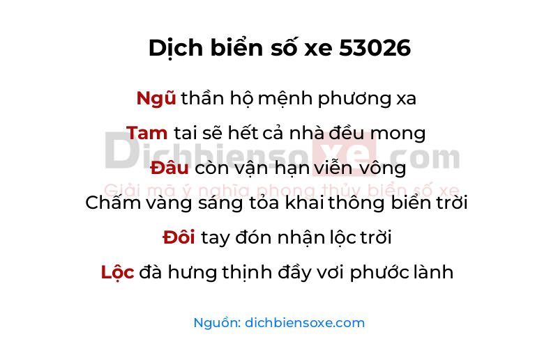 Dịch thơ biển số 53026