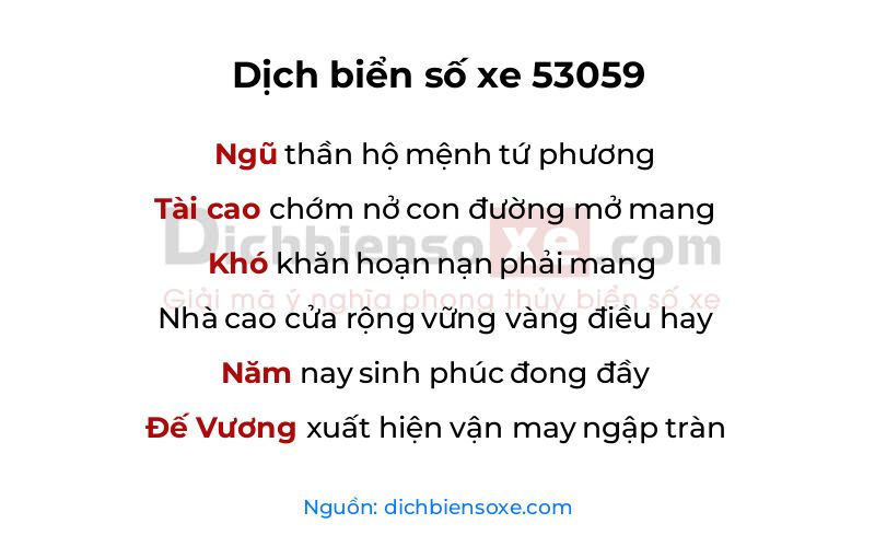 Dịch thơ biển số 53059