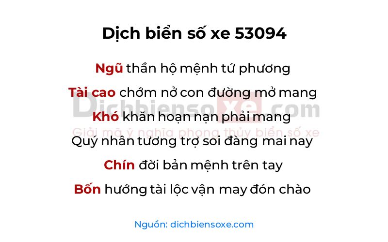 Dịch thơ biển số 53094