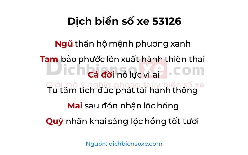 Dịch thơ biển số 53126
