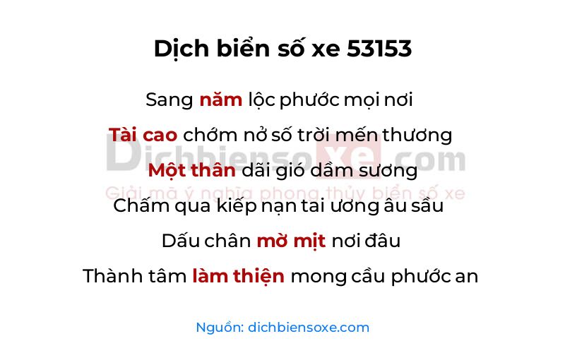 Dịch thơ biển số 53153