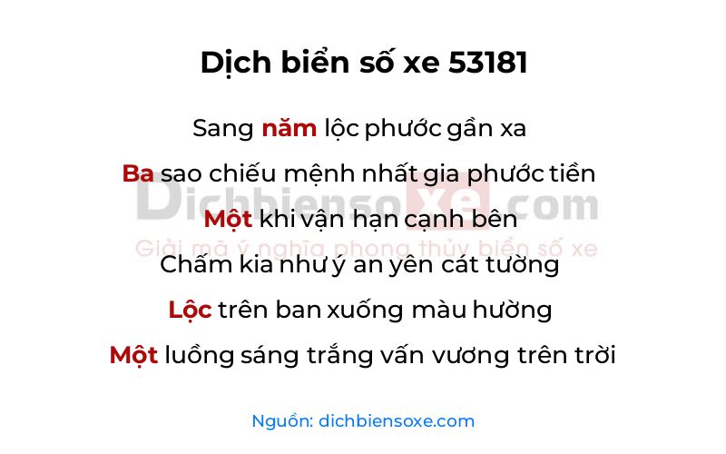 Dịch thơ biển số 53181