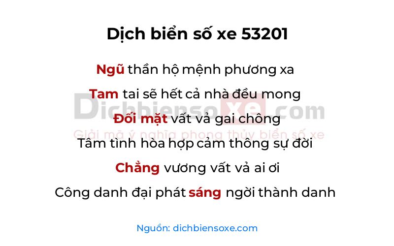Dịch thơ biển số 53201