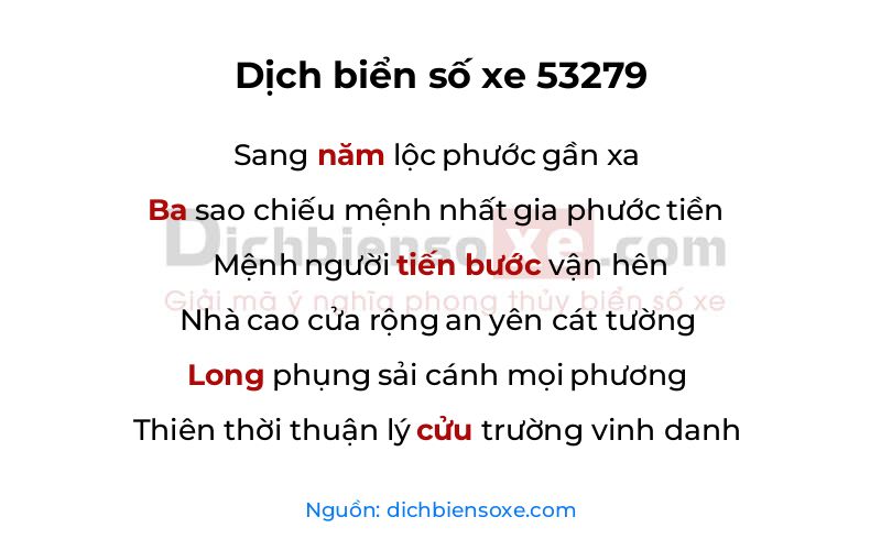 Dịch thơ biển số 53279