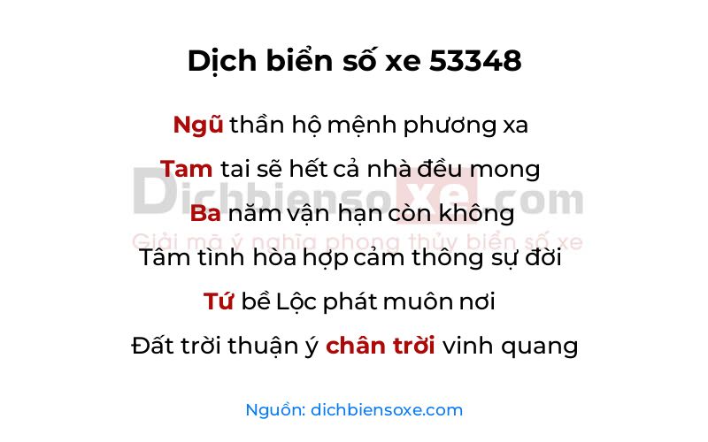 Dịch thơ biển số 53348