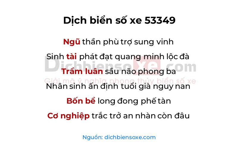 Dịch thơ biển số 53349