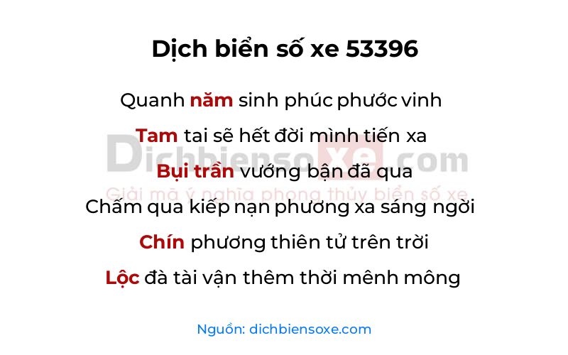Dịch thơ biển số 53396