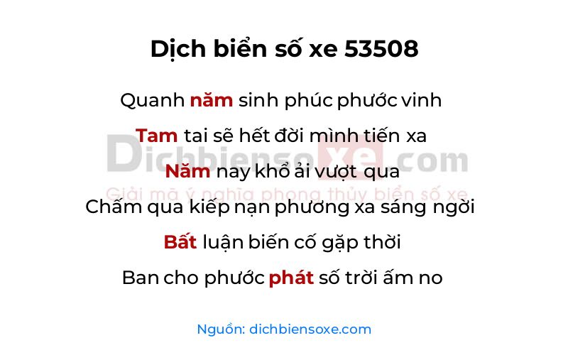 Dịch thơ biển số 53508