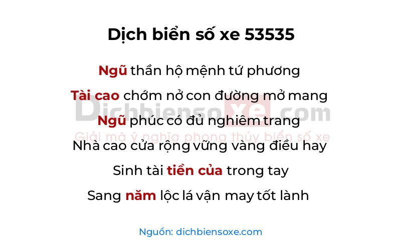 Dịch thơ biển số 53535