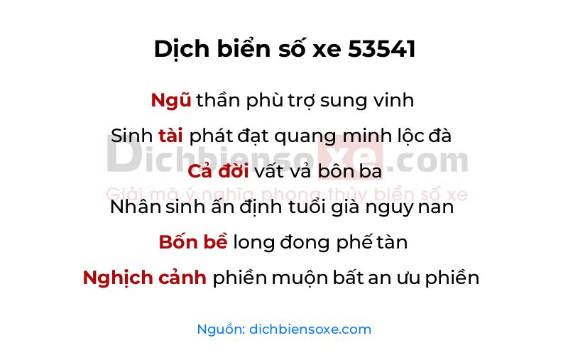 Dịch thơ biển số 53541