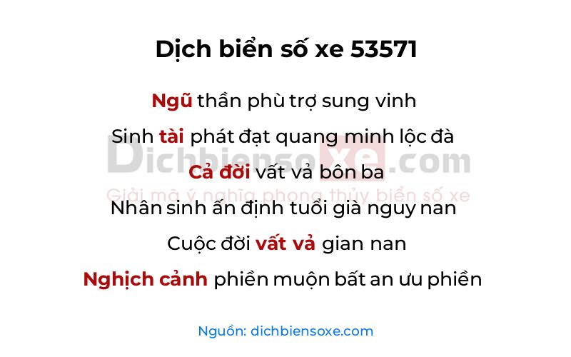 Dịch thơ biển số 53571
