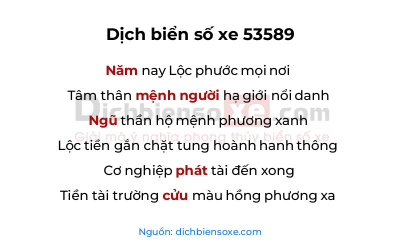 Dịch thơ biển số 53589