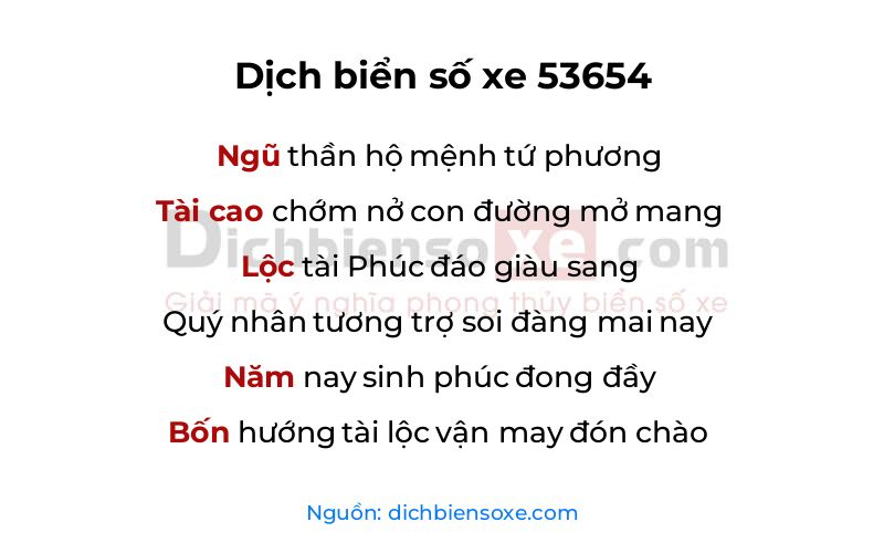 Dịch thơ biển số 53654