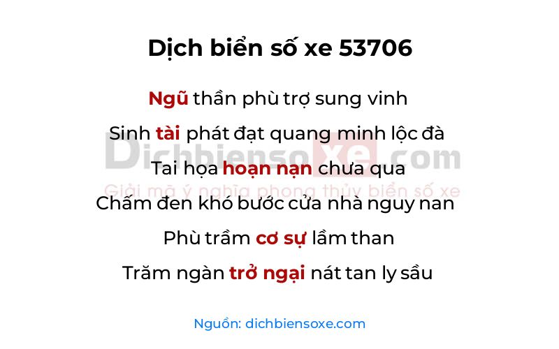 Dịch thơ biển số 53706