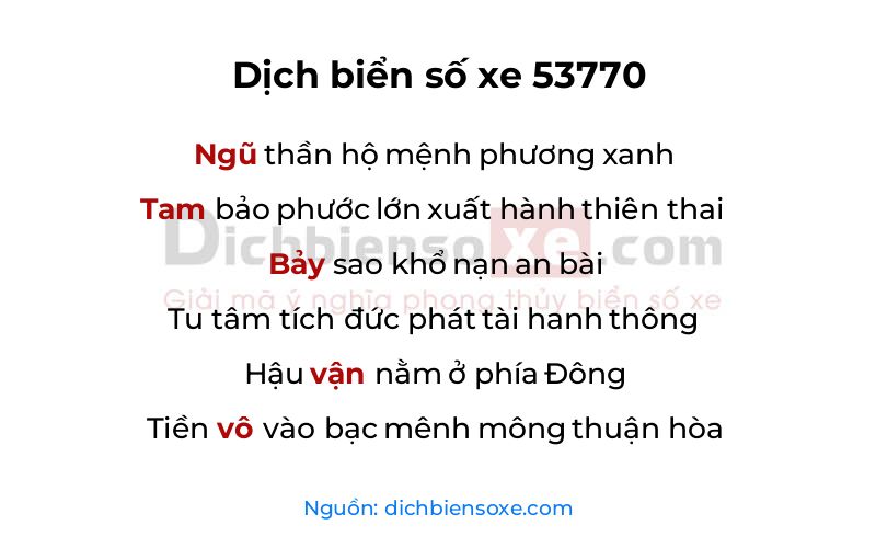 Dịch thơ biển số 53770