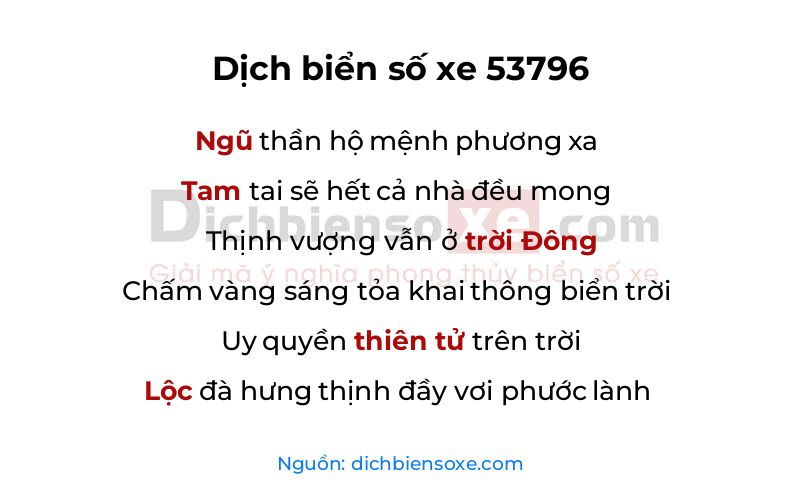 Dịch thơ biển số 53796