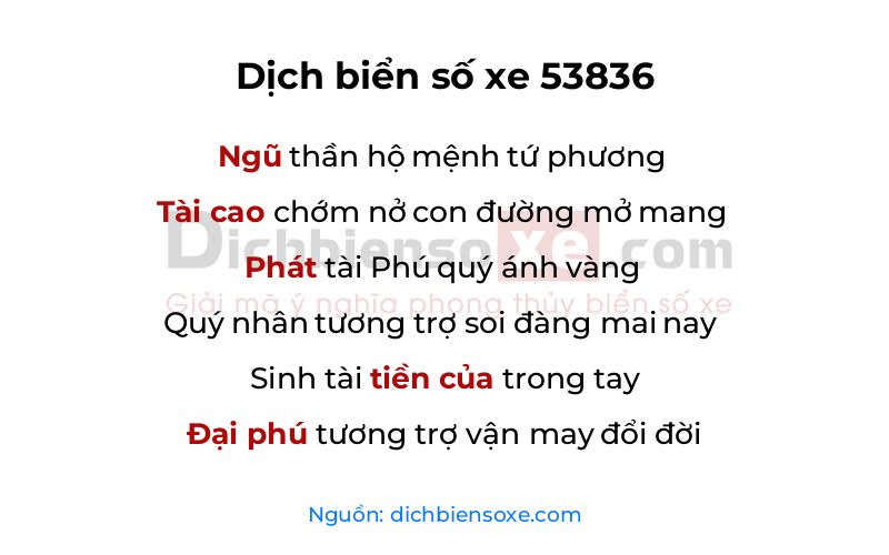 Dịch thơ biển số 53836