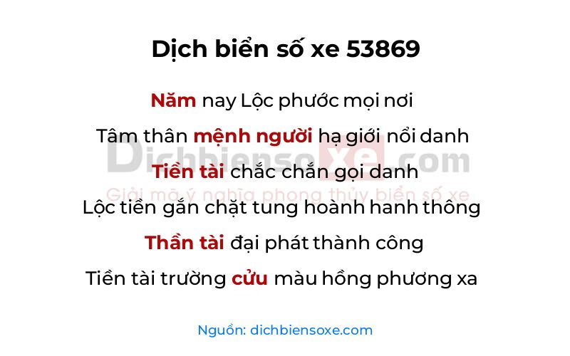 Dịch thơ biển số 53869