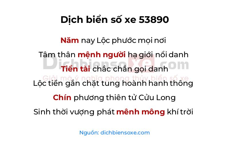 Dịch thơ biển số 53890