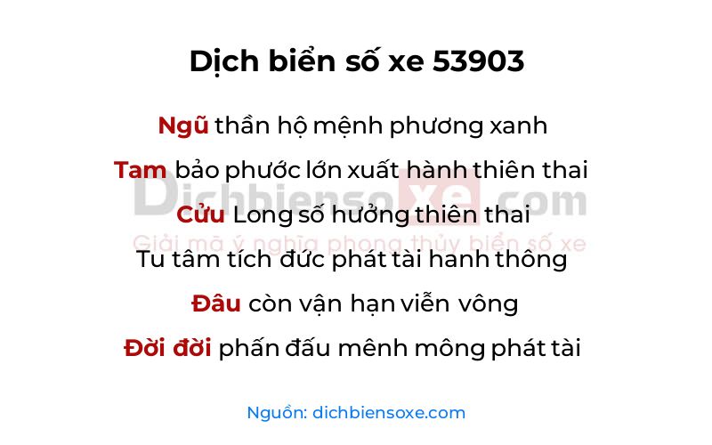 Dịch thơ biển số 53903
