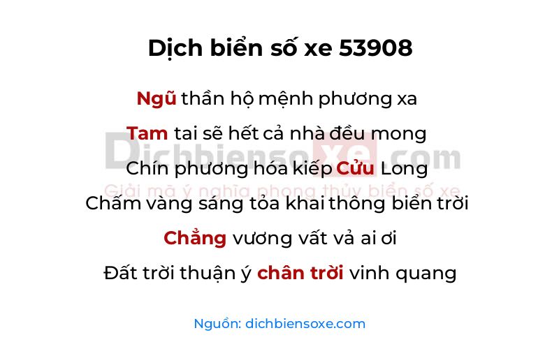 Dịch thơ biển số 53908