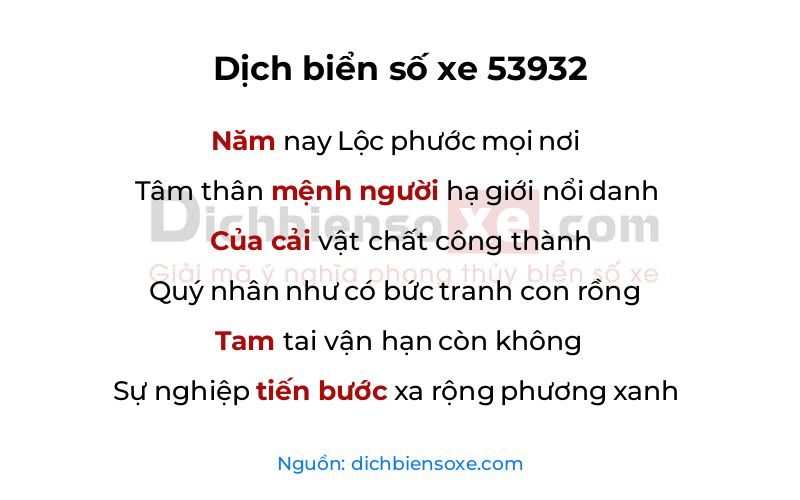 Dịch thơ biển số 53932