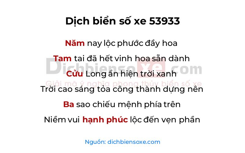 Dịch thơ biển số 53933