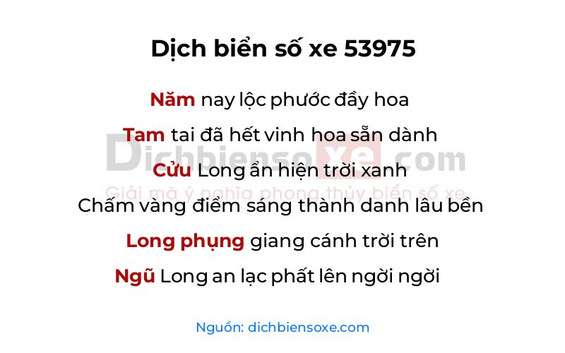 Dịch thơ biển số 53975