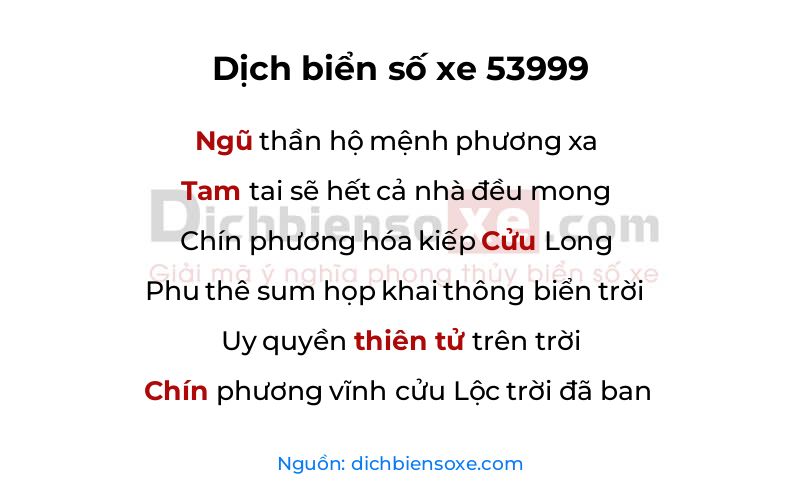 Dịch thơ biển số 53999