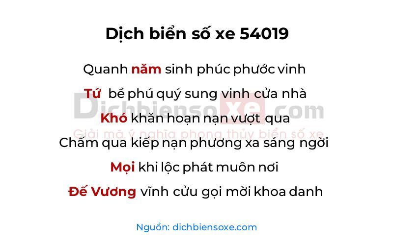 Dịch thơ biển số 54019