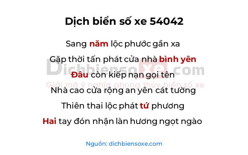 Dịch thơ biển số 54042