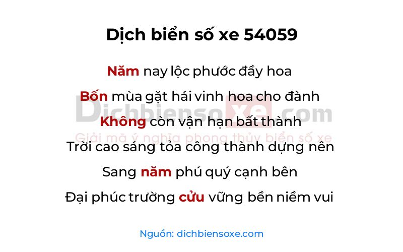 Dịch thơ biển số 54059