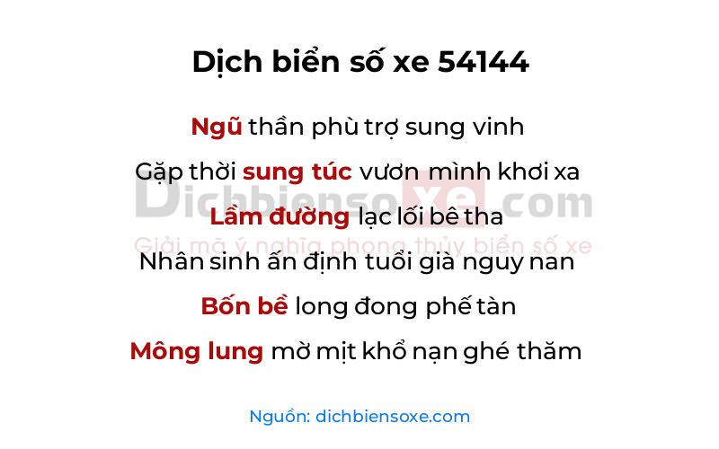 Dịch thơ biển số 54144