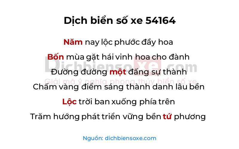 Dịch thơ biển số 54164