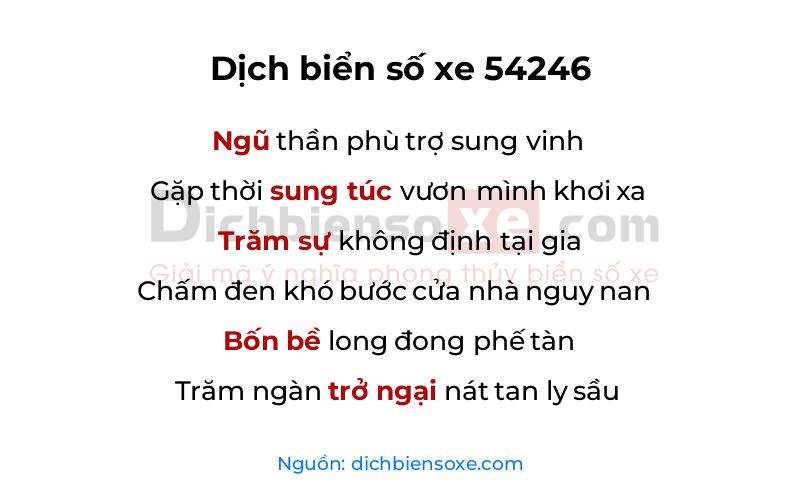 Dịch thơ biển số 54246