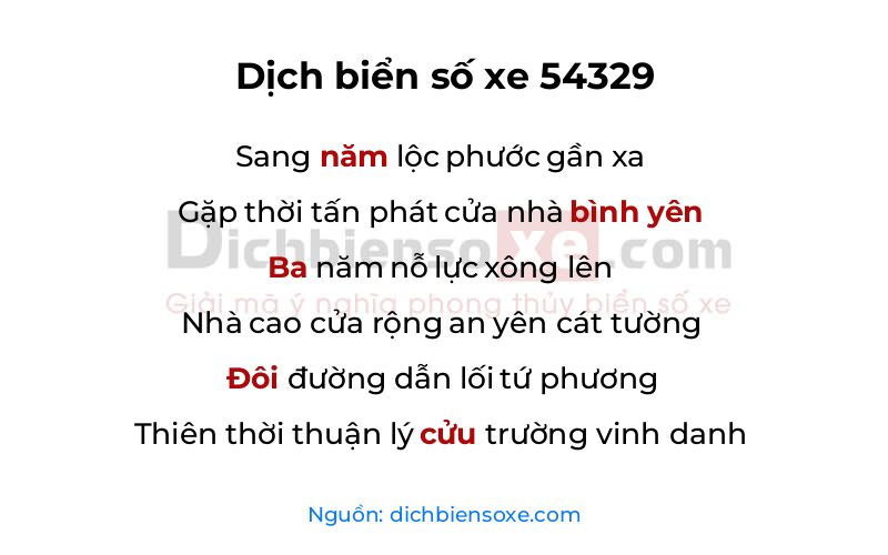 Dịch thơ biển số 54329